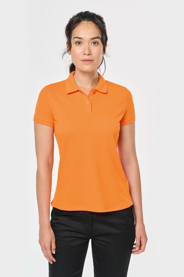 Polo femme uni personnalisable - Couleur orange - Vue de face - Marque Workteam